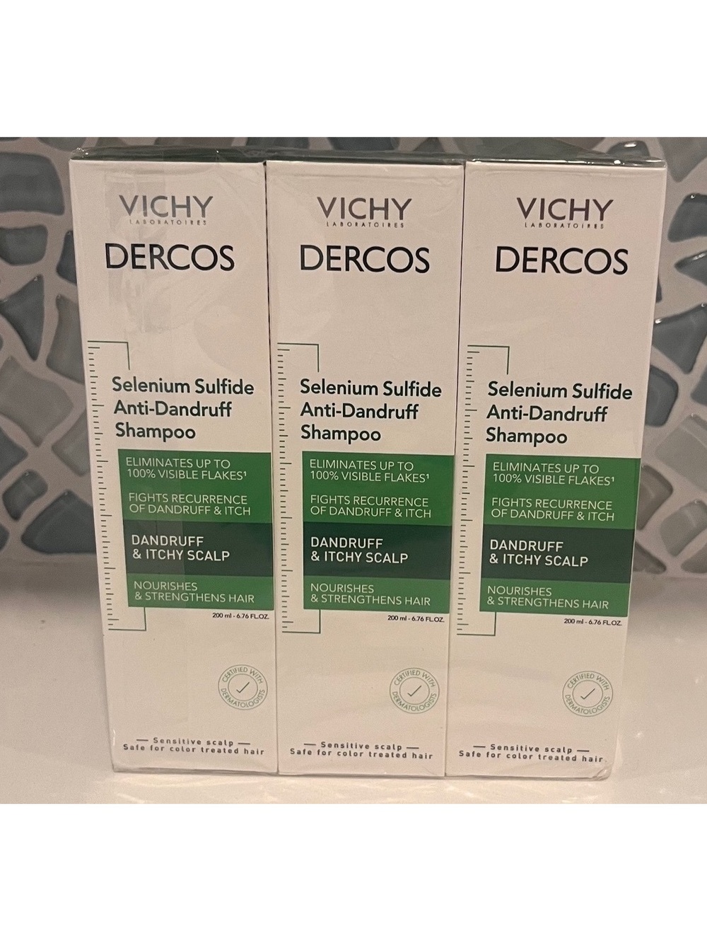 Vichy Dercos Selenium Sulfide Anti-Dandruff Shampoo 200 ml - Pack of 3